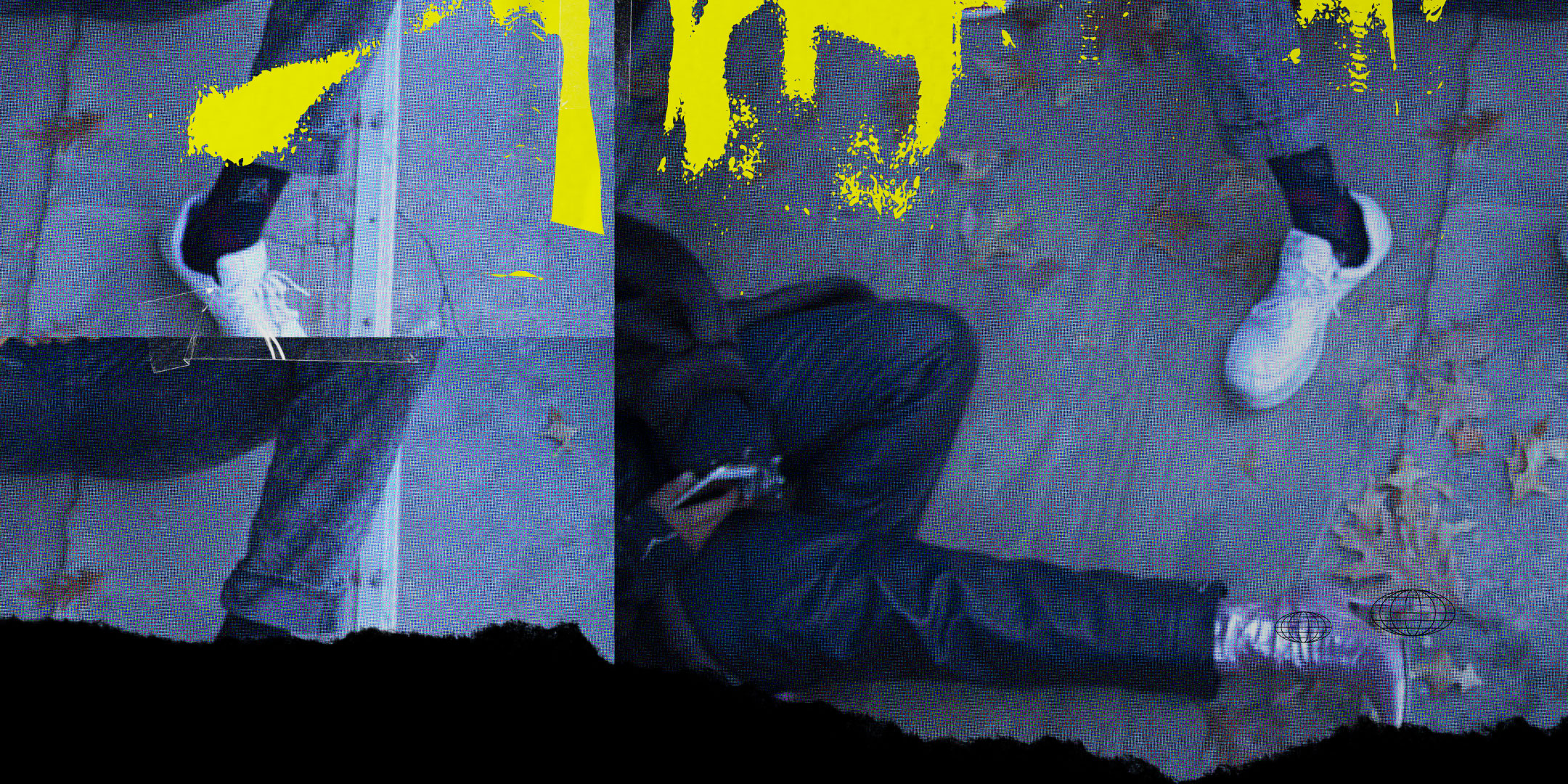 Photo collage of legs in socks wearing sneakers.