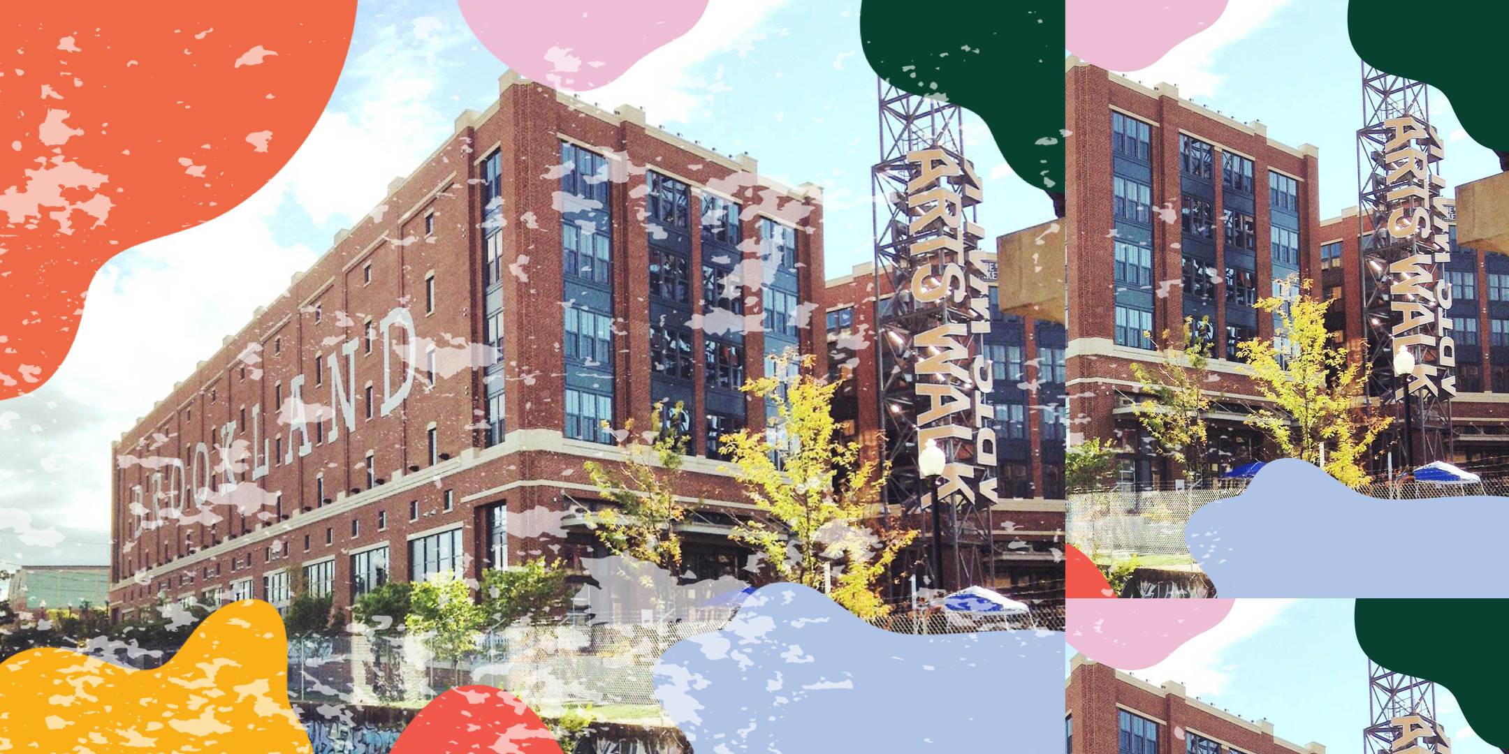 Brick building with the word “Brookland” on it.