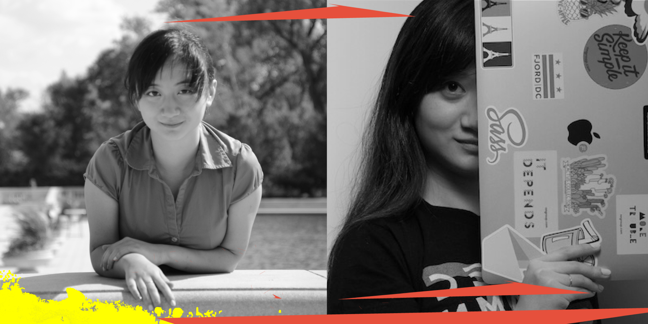 Kelly Tsao, a slightly smiling Chinese-American woman dressed in a professional blouse, standing in front of a lake, and leaning over a railing towards the camera.
